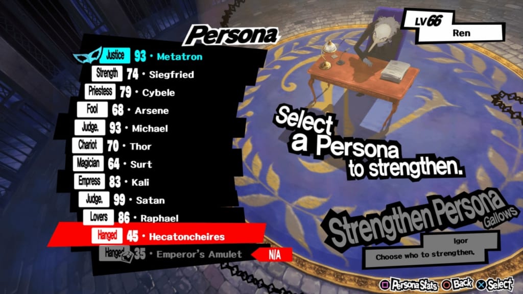 Persona 5 / Persona 5 Royal - Velvet Room Gallows Persona to Strengthen