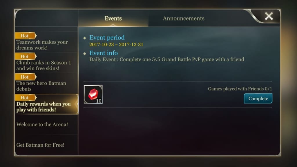Arena of Valor Daily Quests