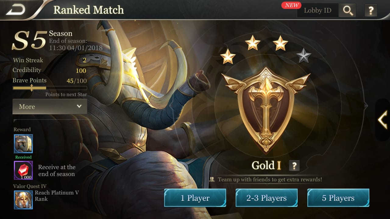 arena of valor ranked page