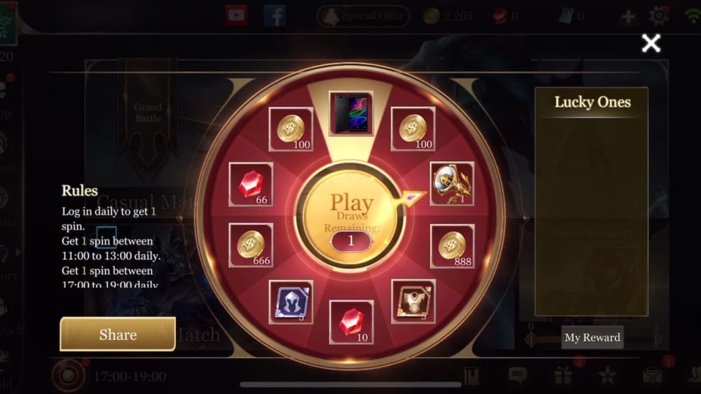 arena of valor roulette feature