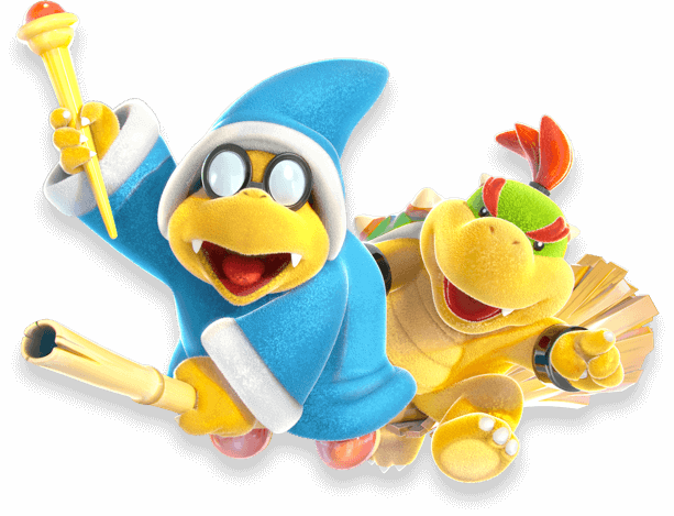 Yoshi's Crafted World Character Kamek and Baby Bowser