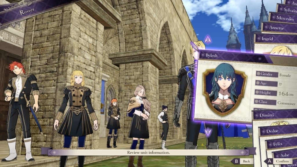 Fire Emblem: Three Houses - Roster Display (Menu Guide)