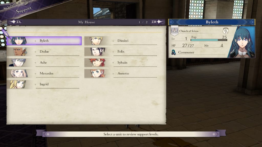 Fire Emblem: Three Houses - Support Display (Menu Guide)