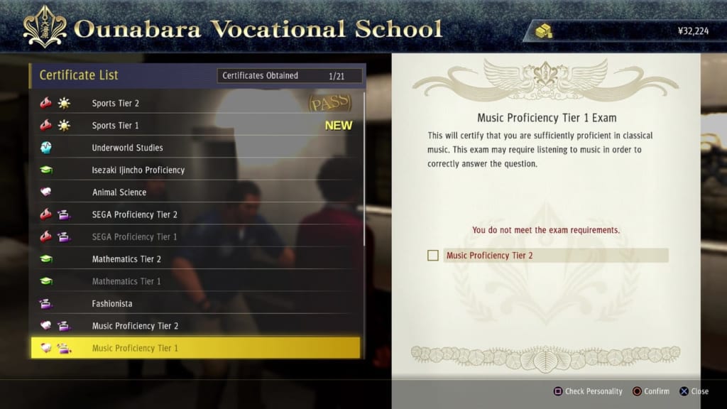 Yakuza: Like a Dragon - Ounabara Vocational School Music Tier 1 Exam Answers