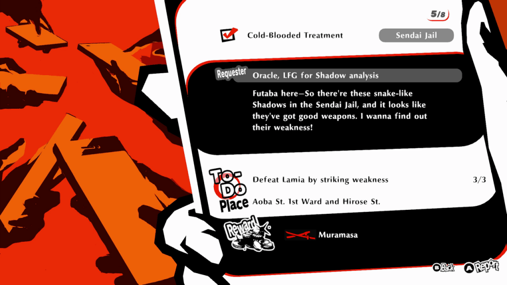 Persona 5 Strikers - Cold-Blooded Treatment Request Details