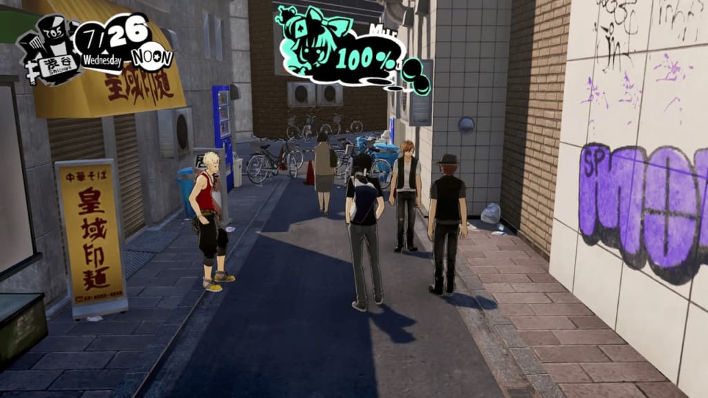 Persona 5 Strikers - Shibuya Intel Rumor Gathering Location Brunette Young Man and Young Man with Hat