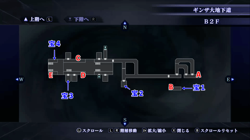 Shin Megami Tensei III: Nocturne HD Remaster - Ginza Underpass B2F-1 Map