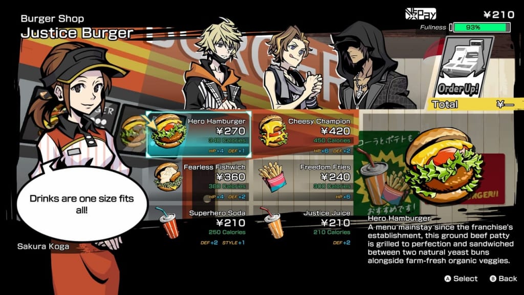 NEO: The World Ends with You - Burger Shop Justice Burger Food Items