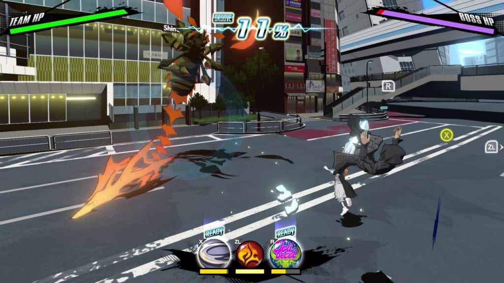 NEO: The World Ends with You - Drum 'n' Stinger Boss Flip into the air