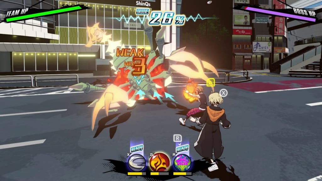NEO: The World Ends with You - Drum 'n' Stinger Boss Use Fire Affinity Pins