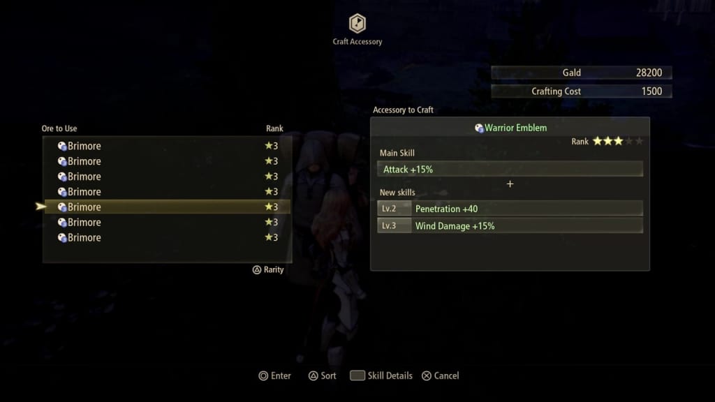 Tales of Arise - Crafting Accessories Selecting Ore