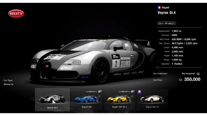 gran turismo 7 all bugatti