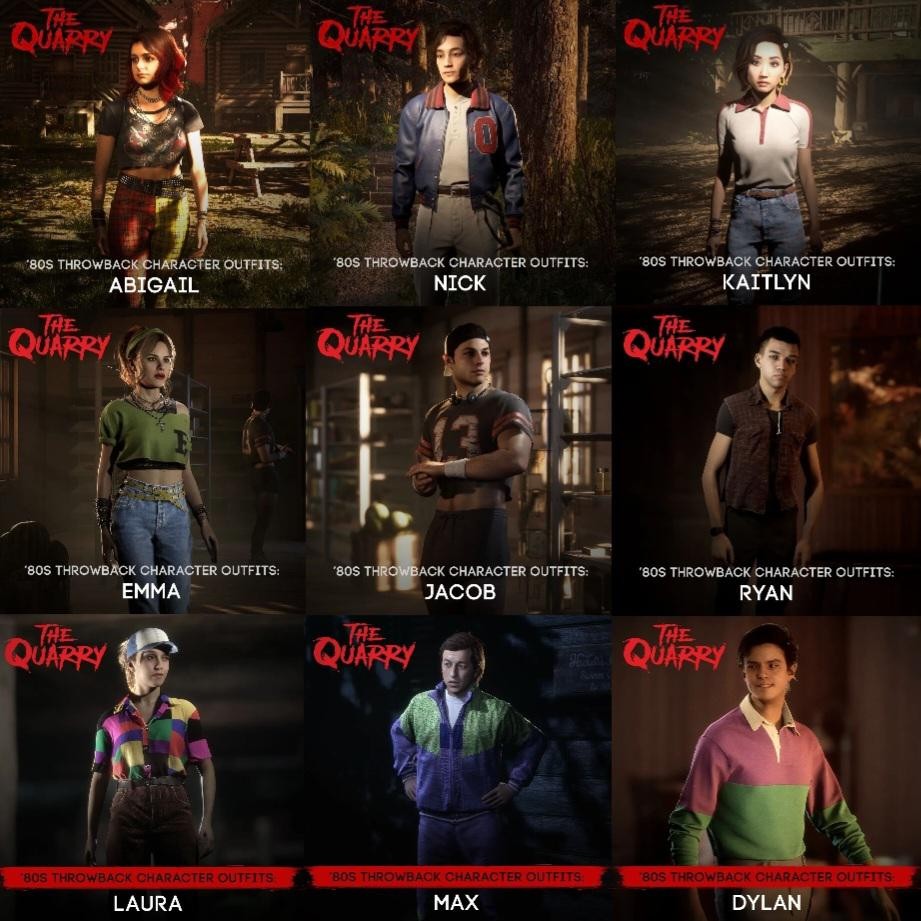 The Quarry 80's-Themed Character Outfits