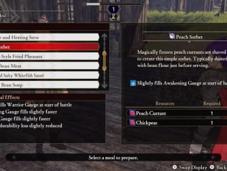 Fire Emblem Warriors: Three Hopes - Cooking Guide Menu Meal List