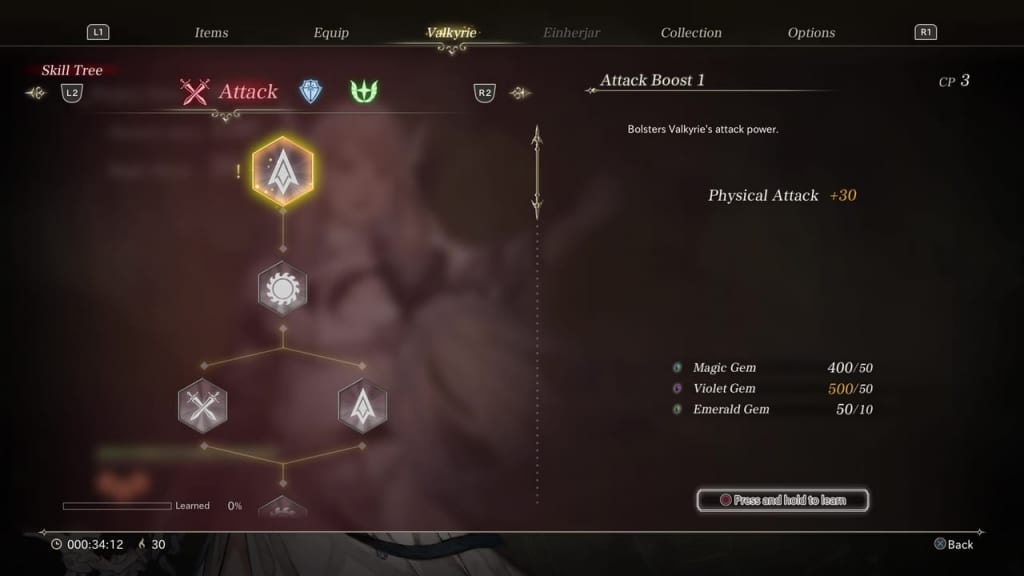 Valkyrie Elysium - Attack Skill Tree List and Guide