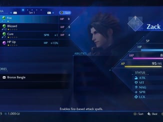 Crisis Core: Final Fantasy 7 Reunion - Equipment Menu (Materia)