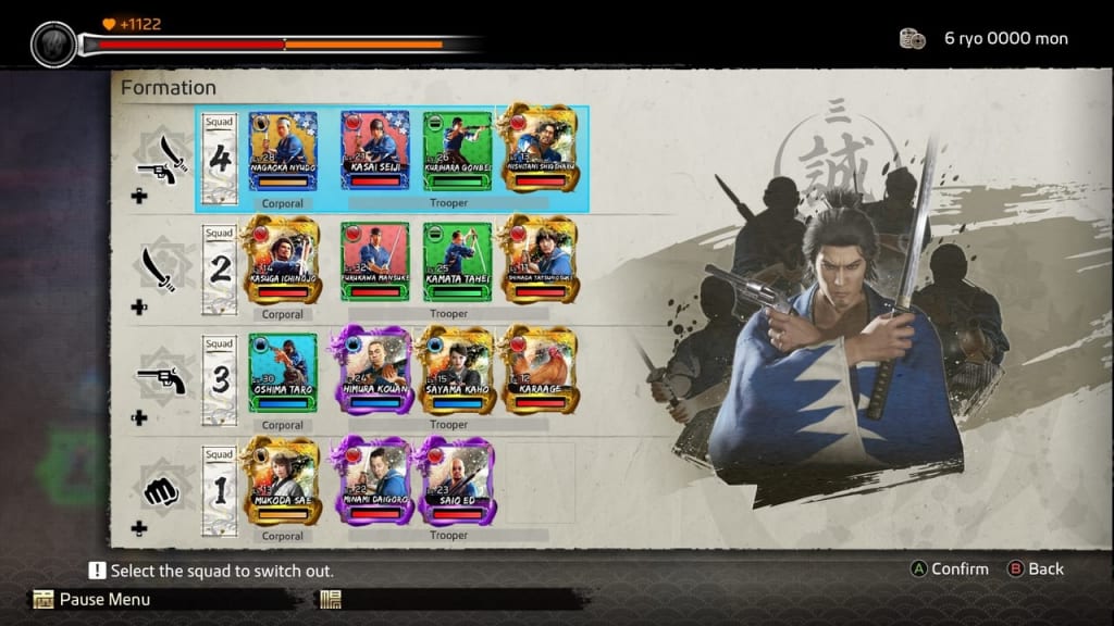 Like A Dragon: Ishin - Trooper Cards List and Formation