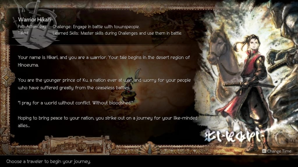 Octopath Traveler II 2 - Hikari Ku Character Initial Damage Types