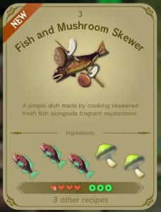 The Legend of Zelda: Tears of the Kingdom - Fish and Mushroom Skewer Recipe 1