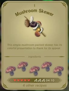 The Legend of Zelda: Tears of the Kingdom - Mushroom Skewer Recipe 1