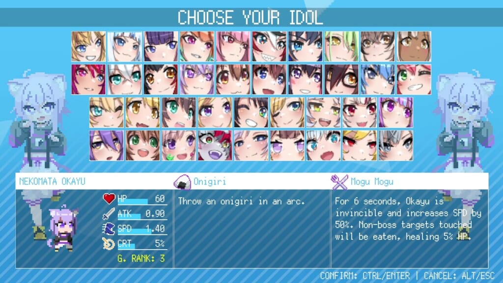 HoloCure (Version 0.6) - Nekomata Okayu Character Guide: Stats and Skills