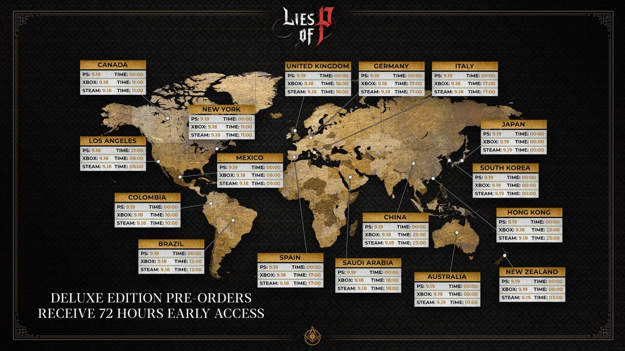 Lies of P - Global Launch Schedules