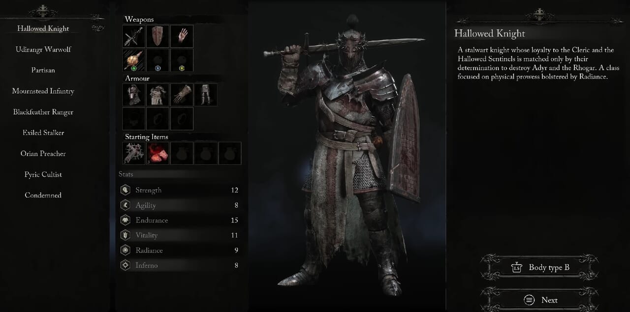 Lords of the Fallen 2 - Class Select Screen
