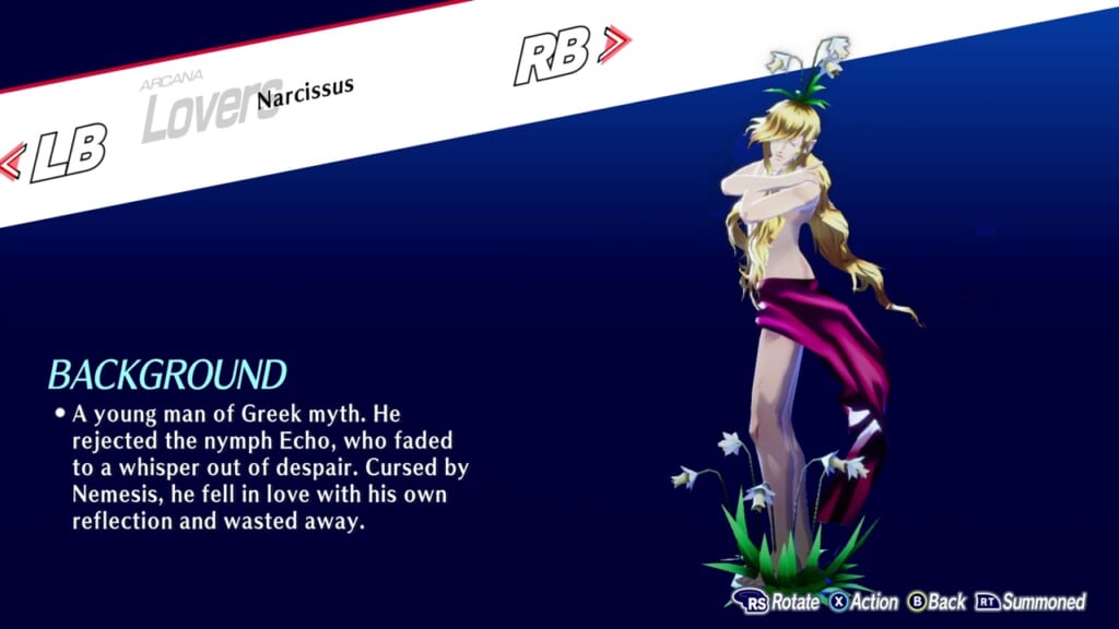 Persona 3 Reload: Episode Aigis (Persona 3 Remake, P3R) - Narcissus (Lovers) Persona Guide